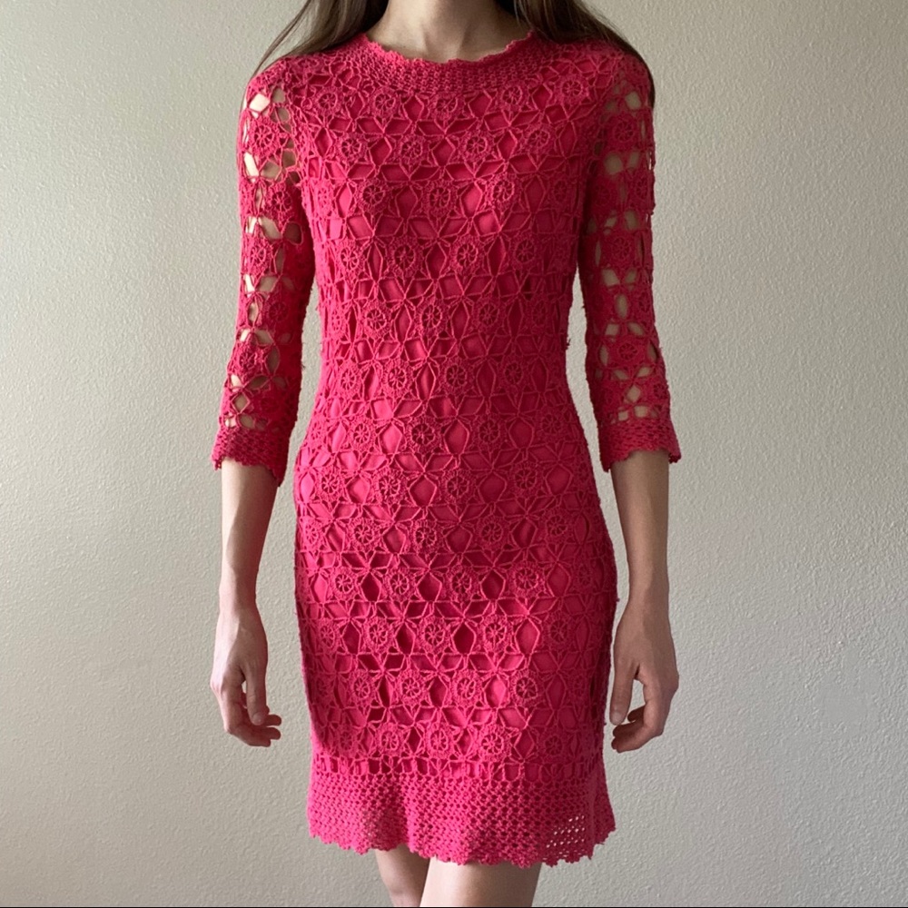 Antonio Melanie Pink Crochet Dress